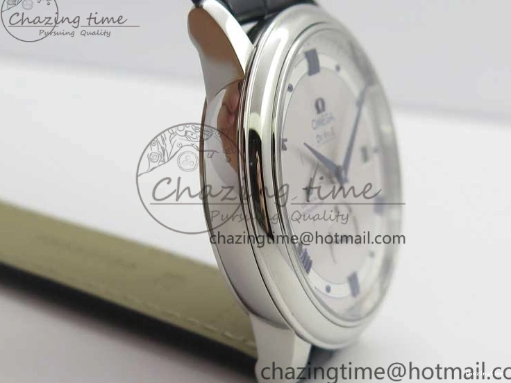 1218 Timeless De Ville Prestige Real PR SS ZF 1:1 Best Edition Gray Dial Blue Markers on Blue Leather Strap MIYOTA 7936